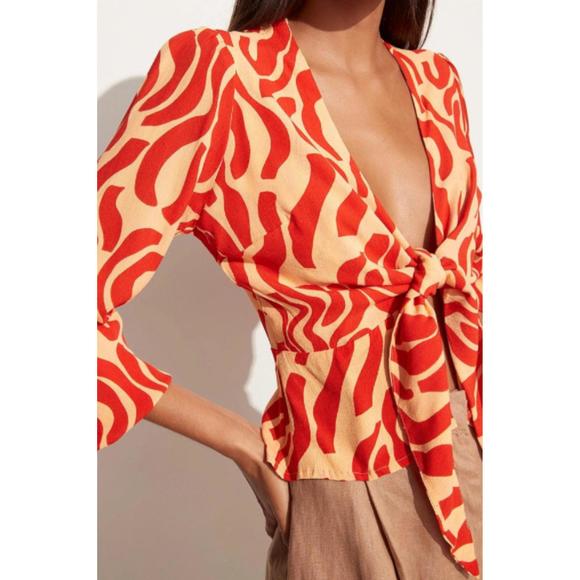 NEW FAITHFULL THE BRAND sarin top in la cateau print - red - Picture 3 of 3